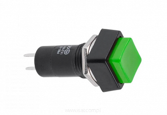 Przełącznik ON-OFF bistabilny 2 pin 230V PBS-12A przyciskany push zielony