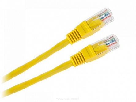 Patchcord przewód kabel UTP kat. 5e 10m żółty wtyk - wtyk