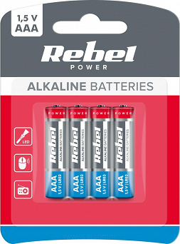 Baterie AAA (R03) alkaliczne Rebel blister 4szt