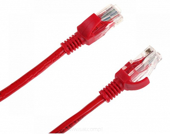 Patchcord przewód kabel UTP kat. 6e 2,0m czerwony wtyk - wtyk  RJ45 Gigabit