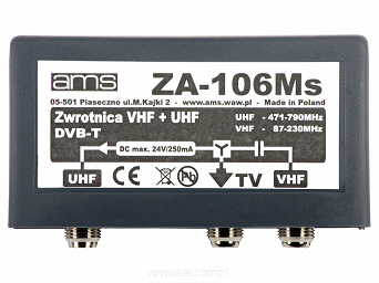 Zwrotnica dla 2 anten zewnętrznych DVB-T ZA-106MS pasma FM+VHF/UHF