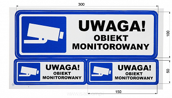 Naklejki informacyjne awers "Uwaga, obiekt monitorowany" samoprzylepne 