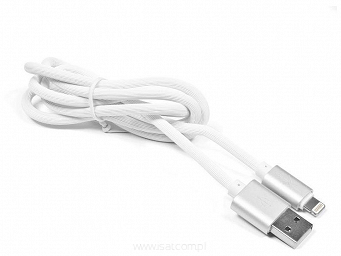 Kabel USB silikonowy 1,5m złącze Lightning biały 2A