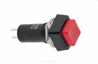 Przełącznik ON-OFF bistabilny 2 pin 230V PBS-12A przyciskany push czerwony
