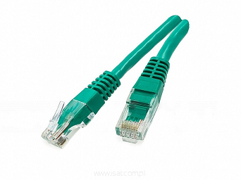 Patchcord przewód kabel UTP kat. 6e 5,0m zielony wtyk - wtyk  RJ45 Gigabit
