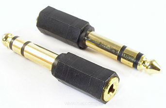 Przejście adapter jack wtyk 6,3mm - gniazdo 3,5mm stereo GOLD