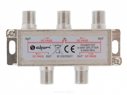 Rozgałęźnik RTV-SAT czterokrotny z DC pass