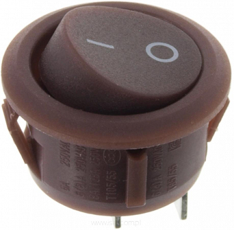 Przełącznik ON-OFF bistabilny 2 pin 230V RS601 R5 kołyskowy brązowy