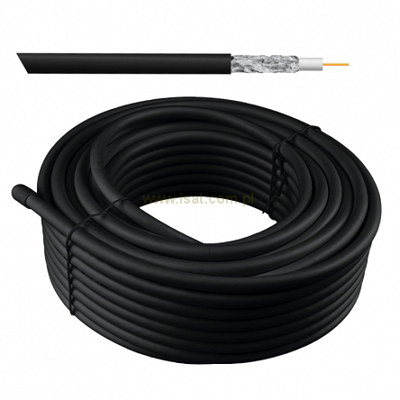Kabel koncentryczny żelowany RG6, 1.02 mm Cu, 20 m, czarny