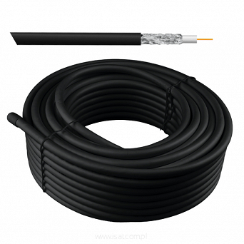 Kabel koncentryczny żelowany RG6, 1.02 mm Cu, 20 m, czarny