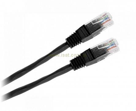 Patchcord przewód kabel UTP kat. 5e 3,0m czarny wtyk - wtyk