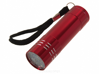 Mała latarka aluminiowa 9 LED czerwona 3xAAA 50lm 1W