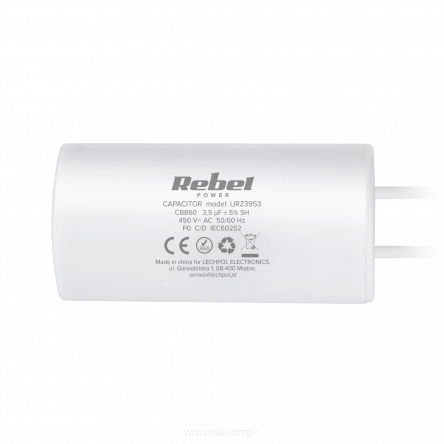kondensator silnikowy o pojemności 3,5uF na 450V z przewodami