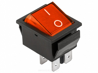 Przełącznik ON-OFF bistabilny 4 pin 230V IRS-201 kołyskowy czerwony