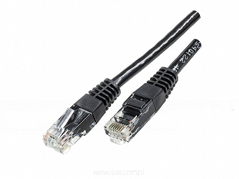 Patchcord przewód kabel UTP kat.6 5,0m czarny wtyk - wtyk RJ45