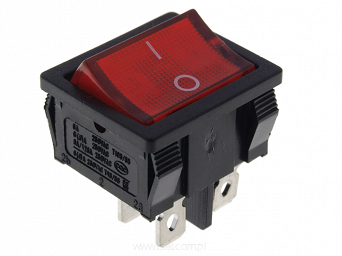 Przełącznik ON-OFF bistabilny 4 pin 230V MRS-201 kołyskowy czerwony