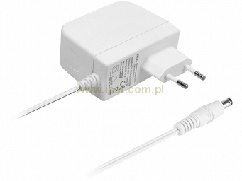 Zasilacz impulsowy 12V 2A wtyk DC 2,1/5,5 biały