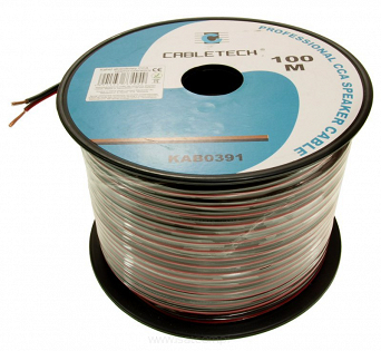 Przewód kabel głośnikowy 2x0,35mm CCA 100m czarno-czerwony