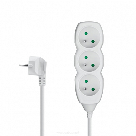 Przedłużacz elektryczny 3xGN+UZ długość 1,5m,  kolor biały