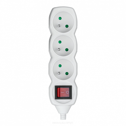 Listwa elektryczna 3-gniazda uziemienie wyłącznik biała