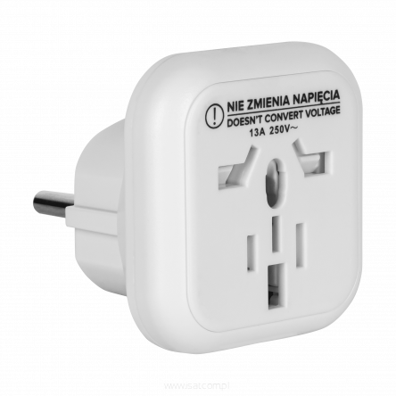 Adapter podróżny wtyk PL - gniazdo UK, USA, CN, Australia