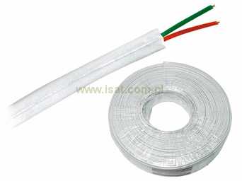 Kabel telefoniczny KT-2 płaski biały 2 żyłowy rolka 100m