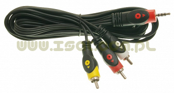 Przewód 3m jack 3,5mm 4-polowy 3xRCA Cinch