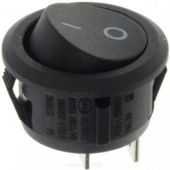 Przełącznik ON-OFF bistabilny 2 pin 230V RS601 R5 kołyskowy czarny
