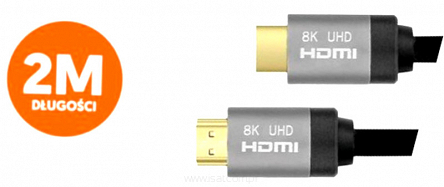 Kabel HDMI-HDMI v.2.1 8K długość 2,0m