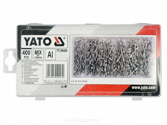Zestaw aluminiowych nitów zrywalnych YATO YT-36420 400szt. 2,4-4,8mm