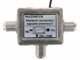 Wzmacniacz antenowy Badmor WA-26 gniazda F + zasilacz