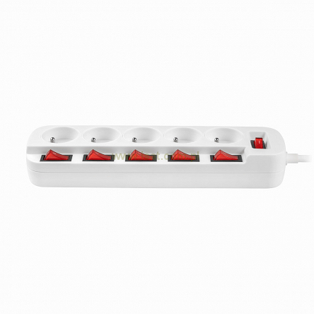 Przedłużacz sieciowy Rebel z 6 wyłącznikami 5 gniazd- przewód 1.5m 3x1,5mm2 16A