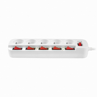 Przedłużacz sieciowy Rebel z 6 wyłącznikami 5 gniazd- przewód 1.5m 3x1,5mm2 16A