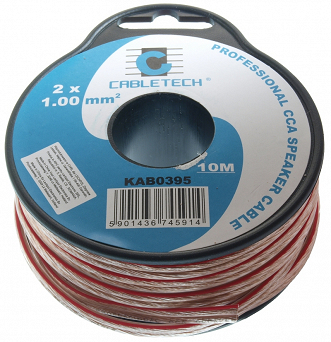Przewód kabel głośnikowy 2x1,0mm CCA 10m przezroczysty