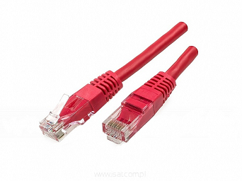 Patchcord przewód kabel UTP kat. 6e 5,0m czerwony wtyk - wtyk  RJ45 Gigabit