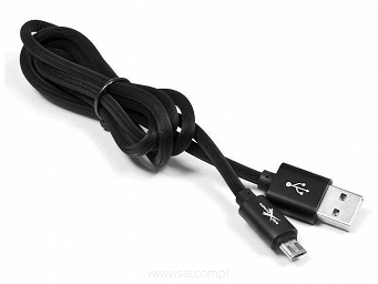 Kabel USB silikonowy 1,5m złącze micro USB czarny 2A