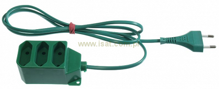 Przedłużacz elektryczny zielony 1,5m/x3