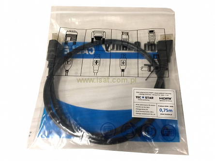 kabel wtyk HDMI - wtyk HDMI długość 0,75m Tec*Star