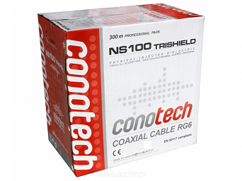 Przewód koncentryczny Conotech NS100TRI 300m żyła 1,00mm Cu Trishield oplot AL 90%