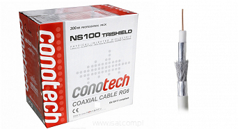 Przewód koncentryczny Conotech NS100TRI 300m żyła 1,00mm Cu Trishield oplot AL 90%