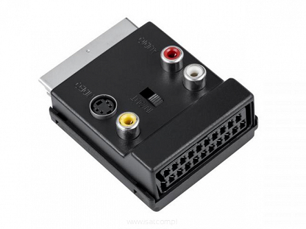 Przejściówka adapter wt. Euro SCART - gn. Euro + 3xRCA + SVHS-S19 In/Out