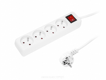 Przedłużacz elektryczny 4xGN+UZ+wyłącznik, długość 3,0m kolor biały