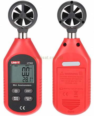 Wiatromierz UT363 z pomiarem temperatury