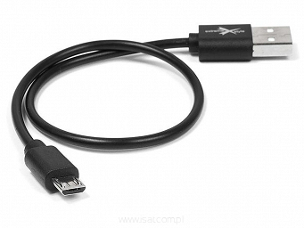 Kabel USB 30cm złącze micro USB czarny dane ładowanie