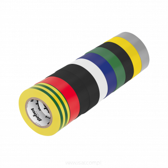 Komplet taśm izolacyjnych klejących 10 sz mix kolorów 0,13 mm x 19 mm x 20 yd
