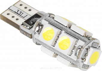 Lampa samochodowa LED T10, 9 x SMD5050, 12V, biała