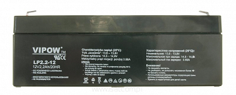 Akumulator żelowy 12V/2,2Ah Vipow do kasy UPSa drukarki