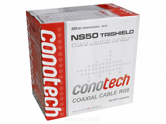 Przewód koncentryczny Conotech NS50TRI 300m żyła 0,80mm Cu Trishield oplot AL 85%