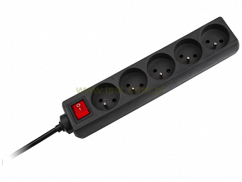 Przedłużacz elektryczny 5xGN 5m uziom wyłącznik czarny 16A 3x1,5mm2