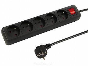 Przedłużacz elektryczny 5xGN+UZ+W 3,0m/czarny